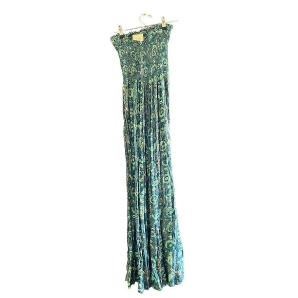 Lucy Love Women's Green Floral Print strapless Jumpsuit Size Small - Picture 3 of 6
